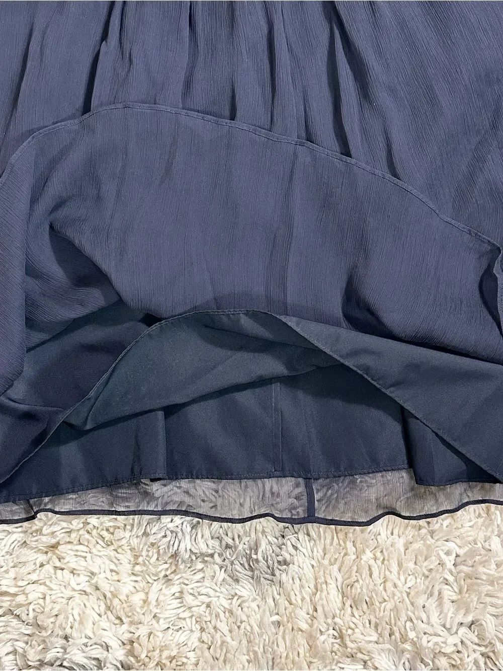 J. Crew Navy V-Neck silk blue navy Midi Dress - Picture 9 of 9